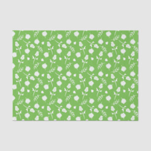 Pretty Lime Green White Roses Rosebud Floral Print Tissue Paper