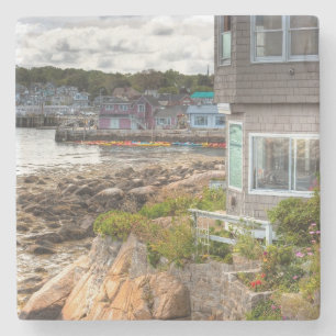 pretty little beach house stone coaster