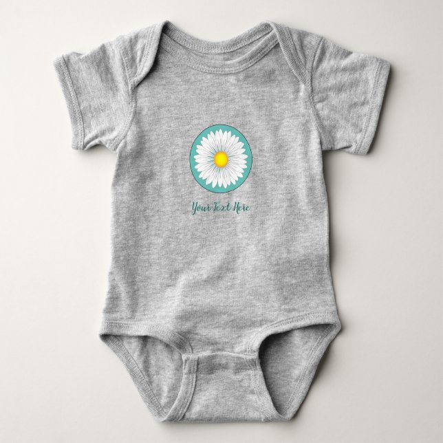 Pretty Little Daisies - Teal Baby Bodysuit (Front)