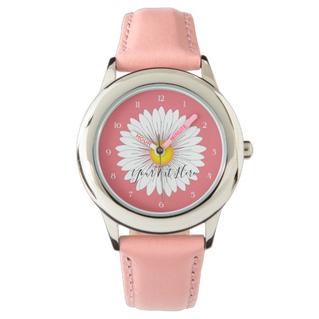 Pretty Little Daisy Kids Pink Stainless Steel Watch (Front)