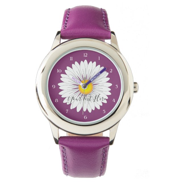 Pretty Little Daisy Purple Stainless Steel Watch (Front)