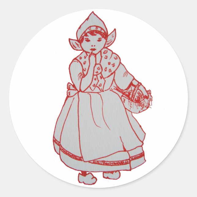 Pretty Little Dutch Girl Classic Round Sticker (Front)