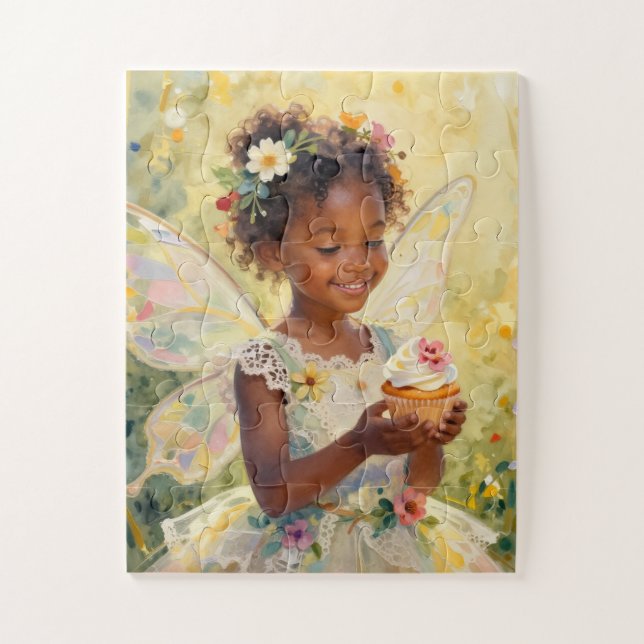 Pretty Little Fairy Girl holding a Cupcake Jigsaw Puzzle (Vertical)
