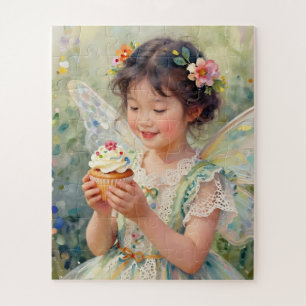 Pretty Little Fairy Girl holding a Cupcake Jigsaw Puzzle