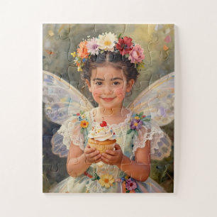 Pretty Little Fairy Girl holding a Cupcake Jigsaw Puzzle