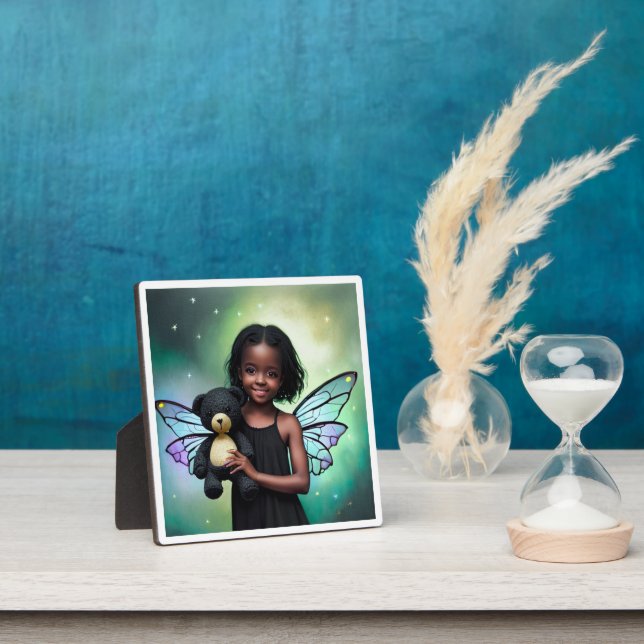 Pretty Little Fairy Girl with Teddy Bear Plaque (Insitu)