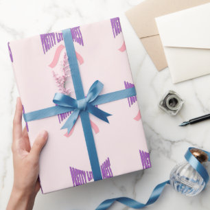 Pretty Little Mess Coquette with Purple Tpography Wrapping Paper