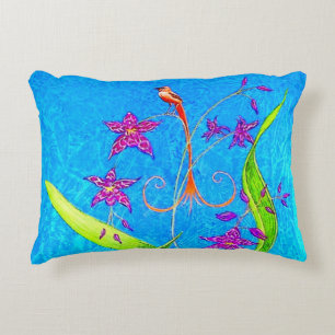 Pretty Little Orchid Bird Decorative Cushion