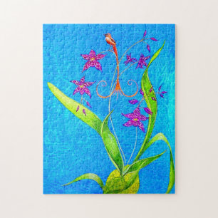 Pretty Little Orchid Bird Jigsaw Puzzle