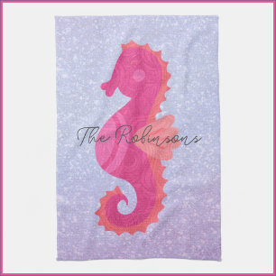 Pretty Little Pink Seahorse  Tea Towel