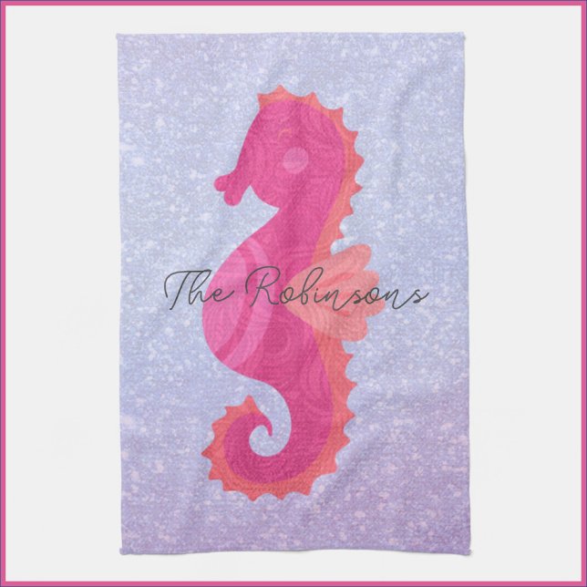 Pretty Little Pink Seahorse  Tea Towel (Creator Uploaded)