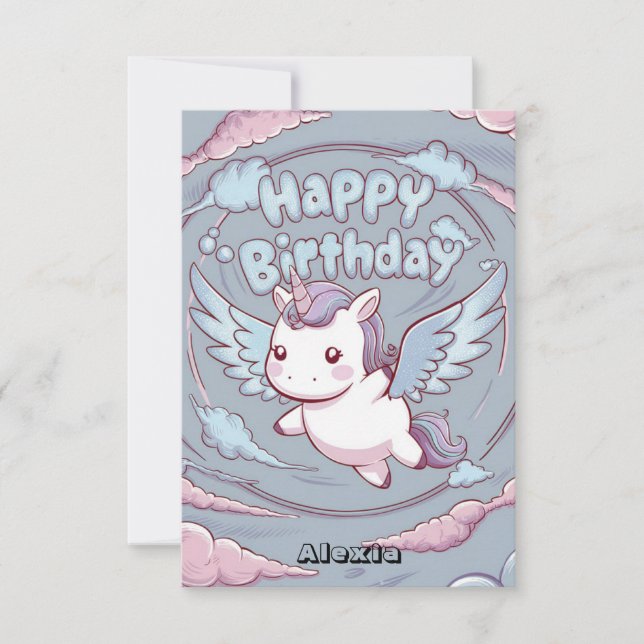 Pretty Little Unicorn Birthday Card (Front)
