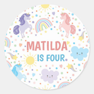 Pretty Little Unicorns Round Stickers
