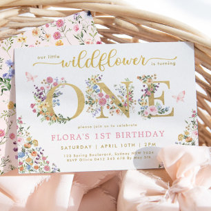 Pretty Little Wildflower Girl 1st Birthday Party I Invitation