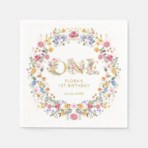 Pretty Little Wildflower Girl 1st Birthday Party Napkin