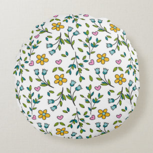 Pretty Little Wildflower Meadow Floral Round Cushion