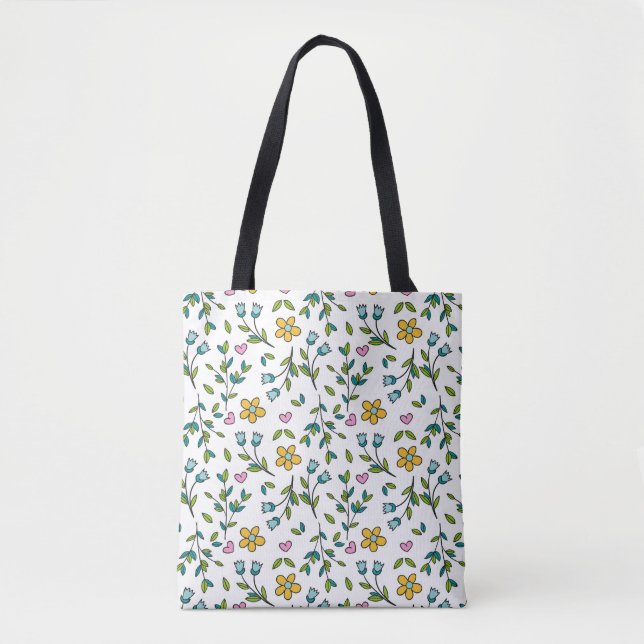 Pretty Little Wildflower Meadow Floral Tote Bag (Front)
