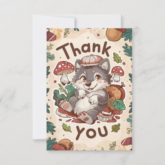 Pretty Little Wolf Thank You Card (Front)
