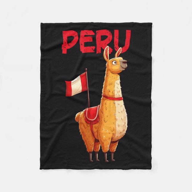 Pretty Llama with Peru Flag Costume Fleece Blanket (Front)
