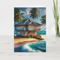 Pretty Log Cabin Beach House Happy Birthday
