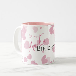 Pretty Love heart Personalised Bridesmaid  Two-Tone Coffee Mug