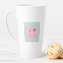 Pretty Love Text Design on a Latte Mug. 