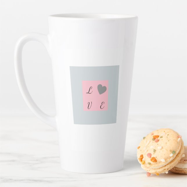 Pretty Love Text Design on a Latte Mug.  Latte Mug (In Situ)