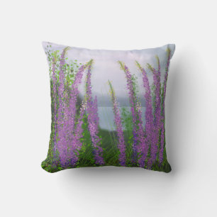 Pretty Lupine Flowers By The Lake Cushion