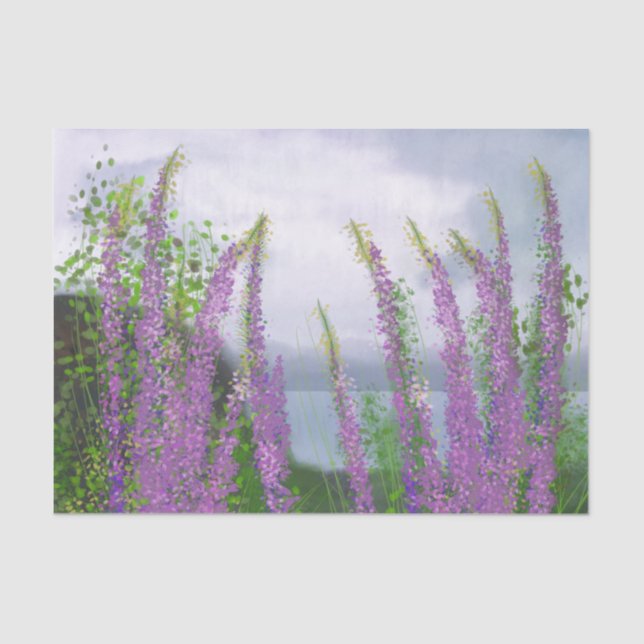 Pretty Lupine Flowers By The Lake Tissue Paper (Front)