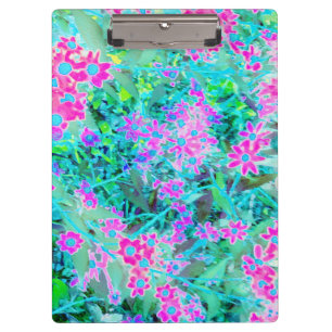 Pretty Magenta and Royal Blue Garden Flowers Clipboard