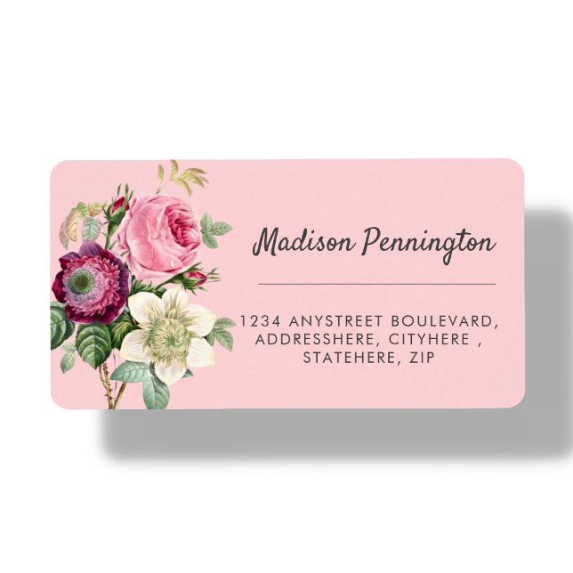 Pretty Magenta Flower Return Address Label (Creator Uploaded)