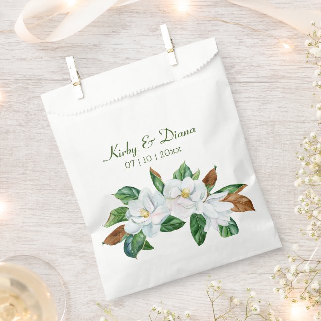 Pretty Magnolia Bouquet Wedding  Favour Bag (Clipped)
