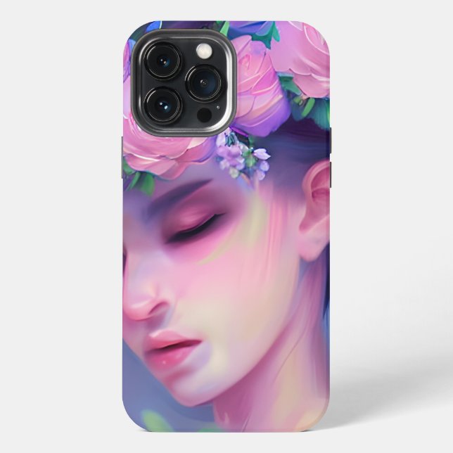 Pretty Maiden Flowers in Hair Ethereal Art iPhone Case (Back)