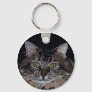 Pretty Maine Coon Cat Key Ring