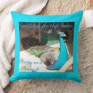 Pretty Male Blue Peacock Throw Pillow