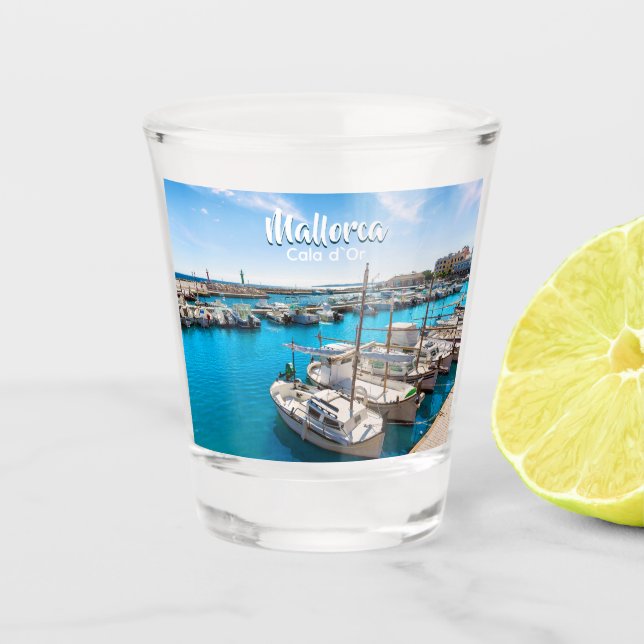 Pretty Mallorca Spain Port of Cala d`Or Souvenir Shot Glass (Front)