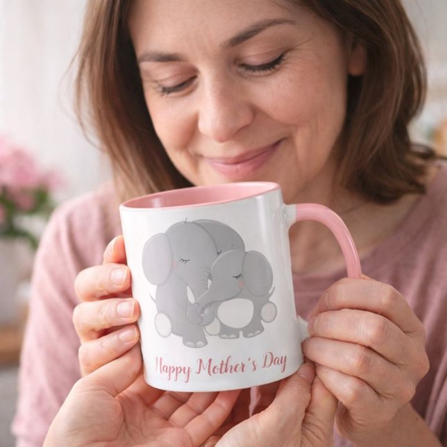 Pretty Mama and Baby Elephant Happy Mother's Day Mug (Creator Uploaded)