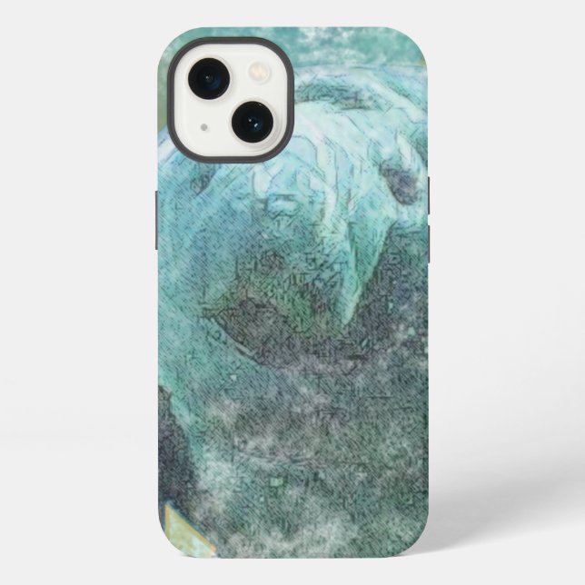 Pretty Manatee Art iPhone Case (Back)