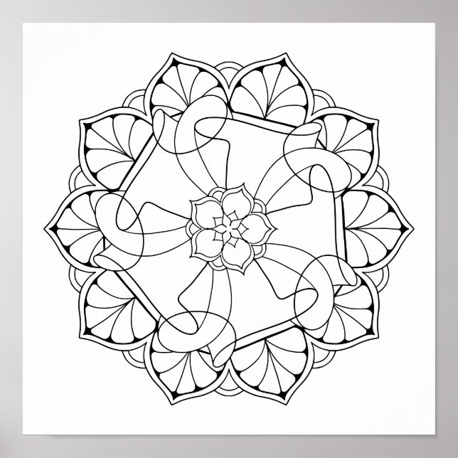 Pretty Mandala Adult Colouring Poster (Front)