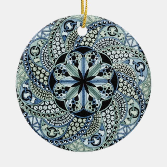 Pretty mandala ceramic ornament (Front)