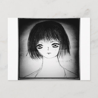 pretty manga anime girl postcard