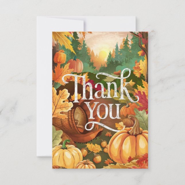 Pretty Maple Autumn Fall Thank You Card (Front)