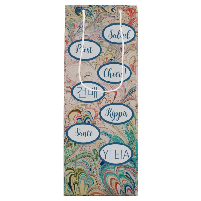 Pretty Marbled Cheers Gift Bag (Front)