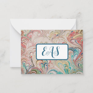 Pretty Marbled Paper Notecards with Monogram