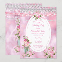 Pretty Mason Jar Pearl String Lights Floral Pink
