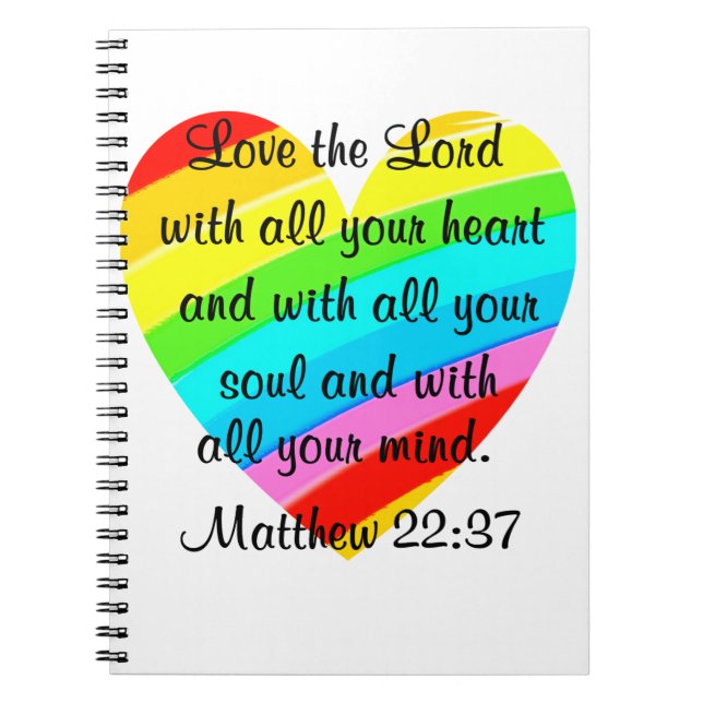 PRETTY MATTHEW 22:37 LOVE HEART DESIGN NOTEBOOK (Front)
