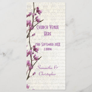 Pretty mauve lilac floral church wedding program