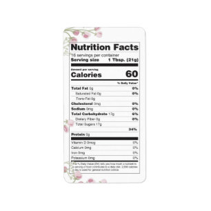 Pretty Meadow Flowers Honey Nutrition Label