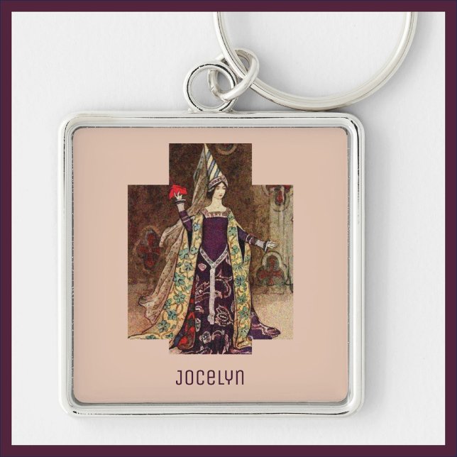 Pretty Mediaeval Lady Beige Keychain (Creator Uploaded)