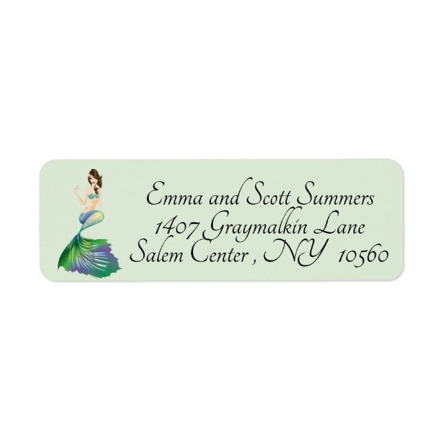 Pretty Mermaid Address Labels Iridescent Colourful (Front)